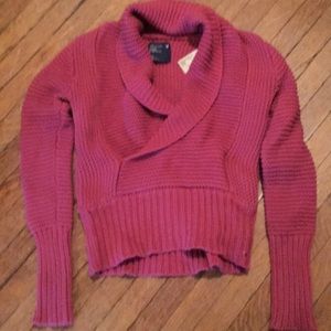 Raspberry large gauge cable knit sweater
